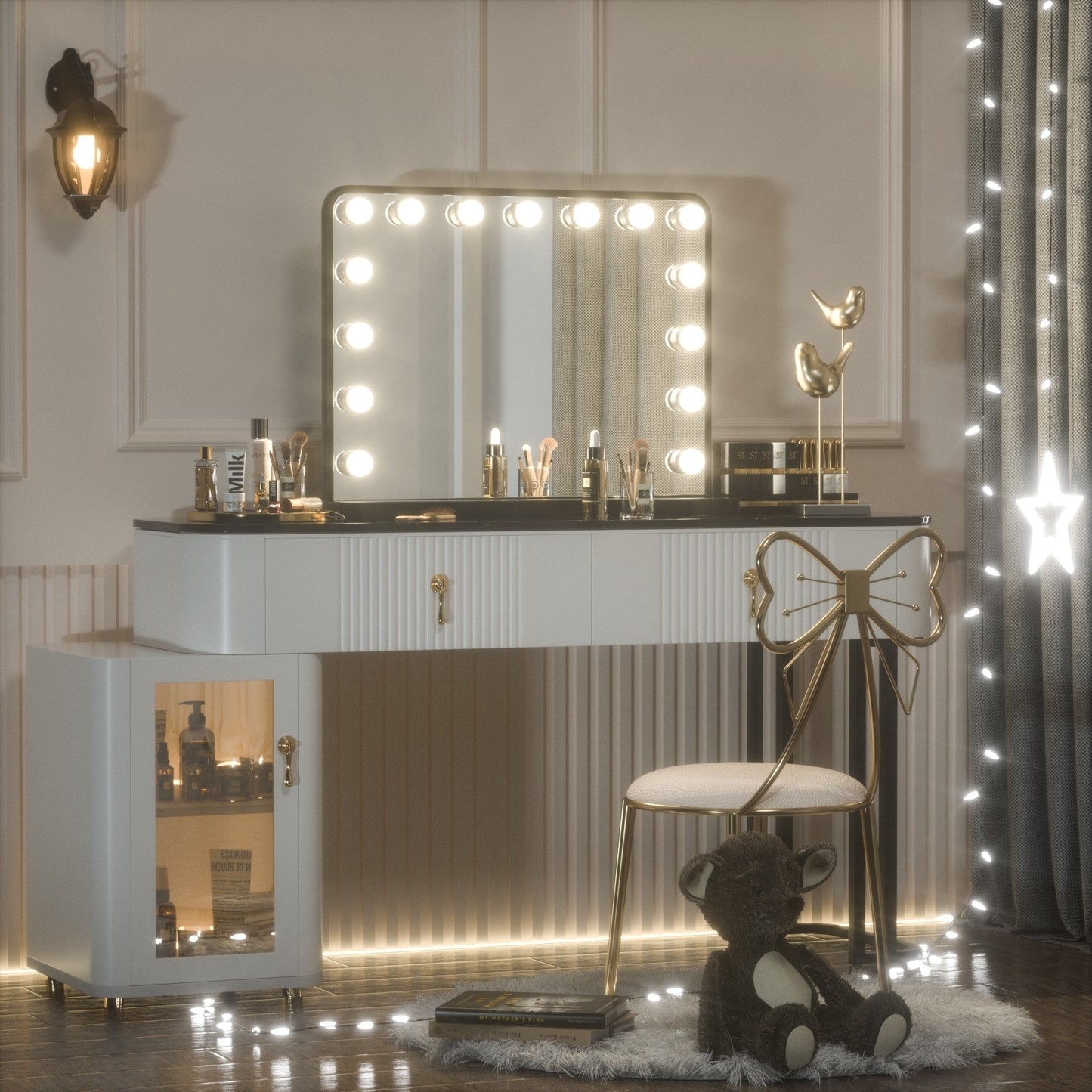Keonjinn LED Makeup Hollywood Vanity Mirror with 15/18 LED Lights