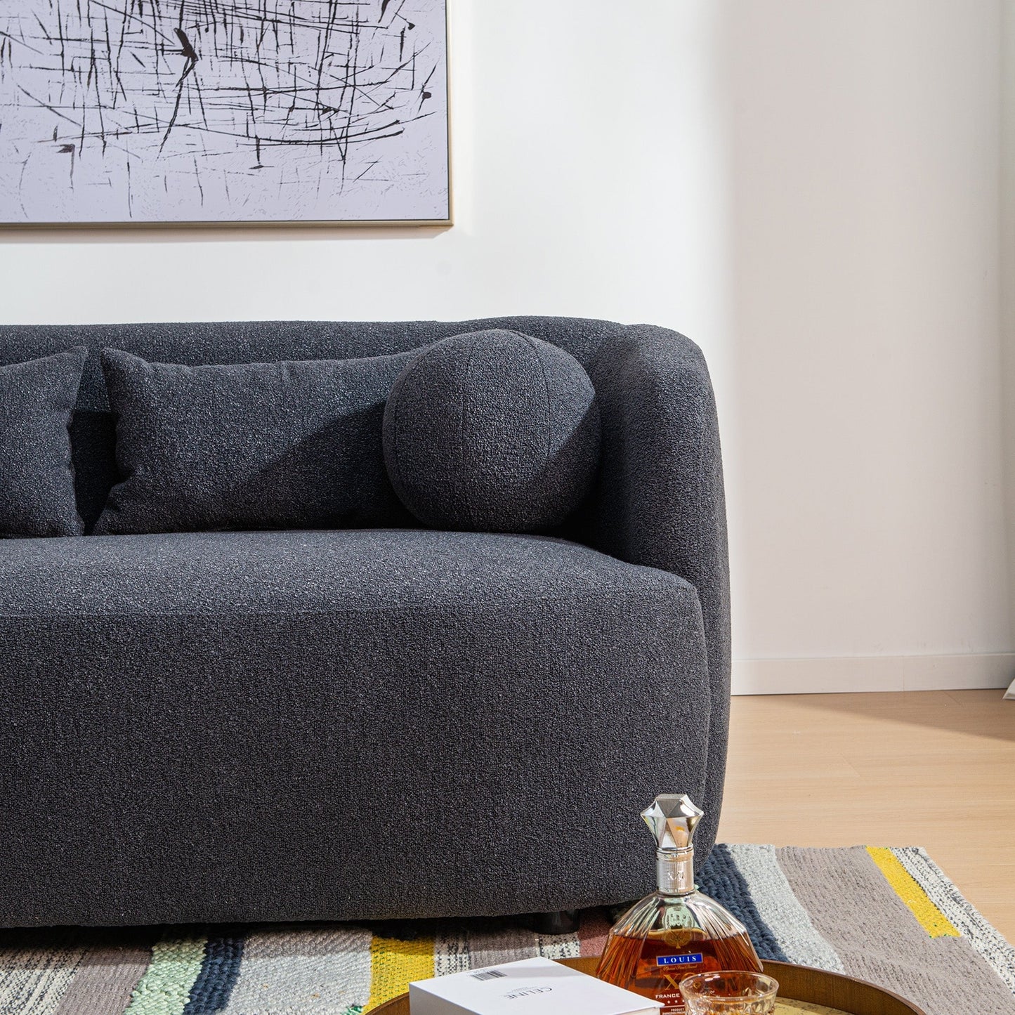 KINWELL Boucle Upholstered 2-Seats Loveseat with Pillows