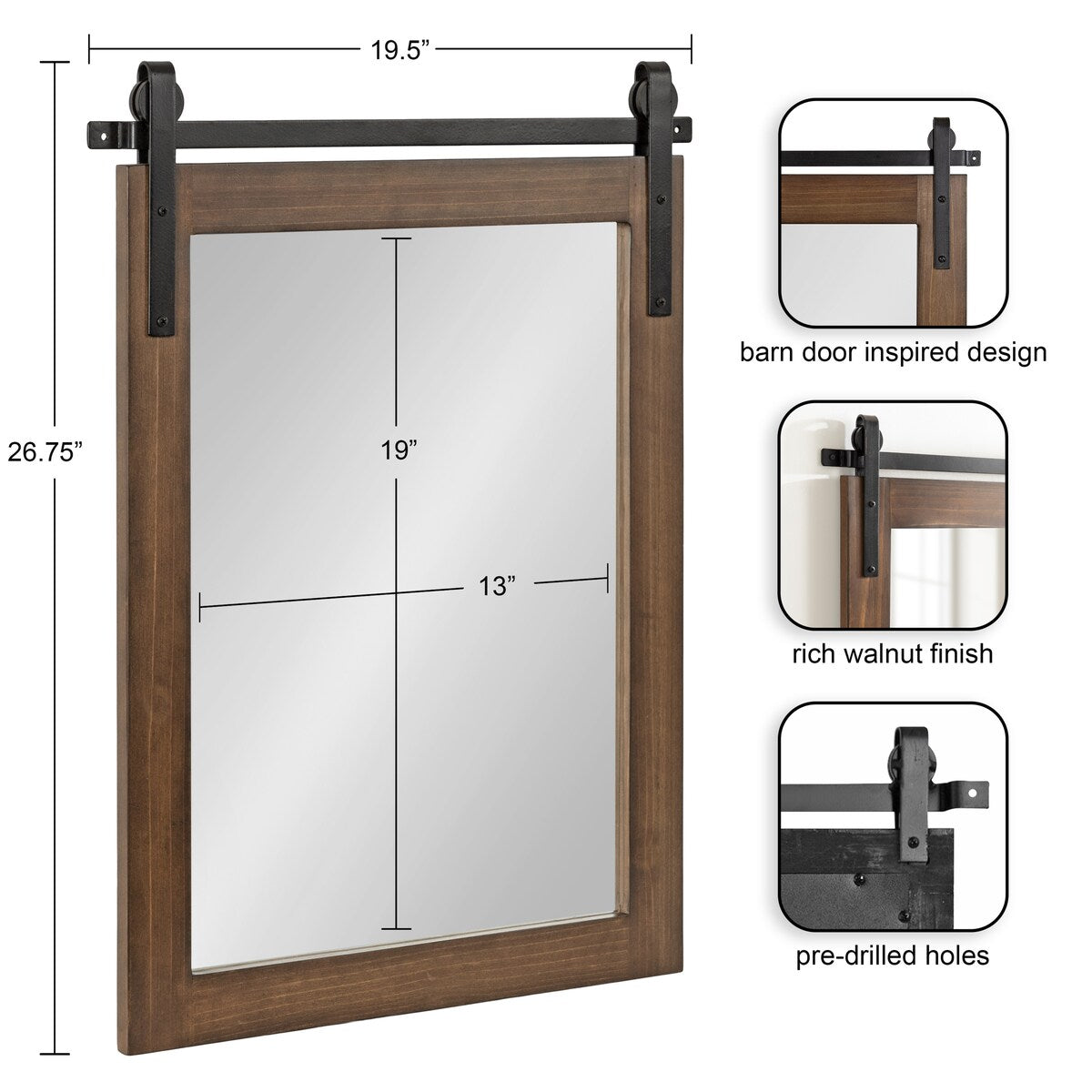 Kate and Laurel Cates Rustic Rectangular Wall Mirror