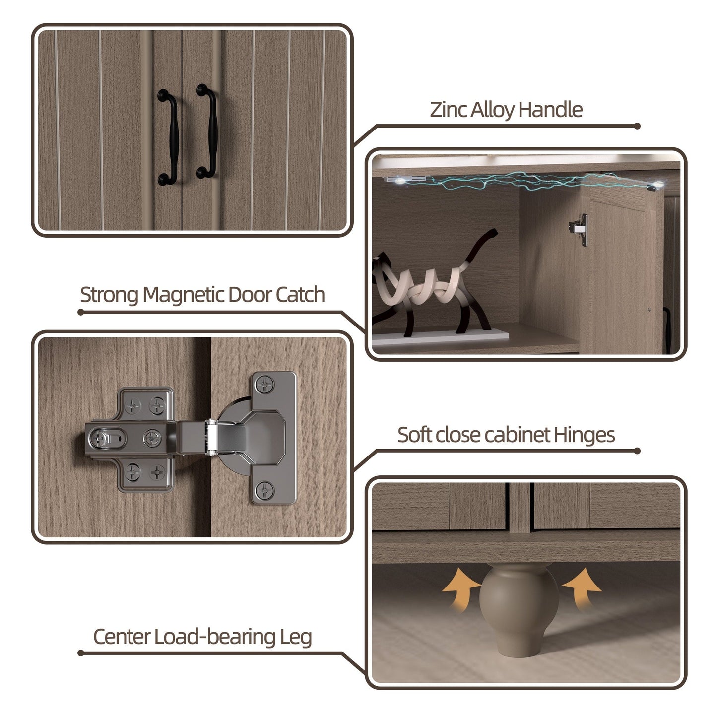 Kitchen Sideboard Coffee Bar Cabinet Accent Storage Cabinet