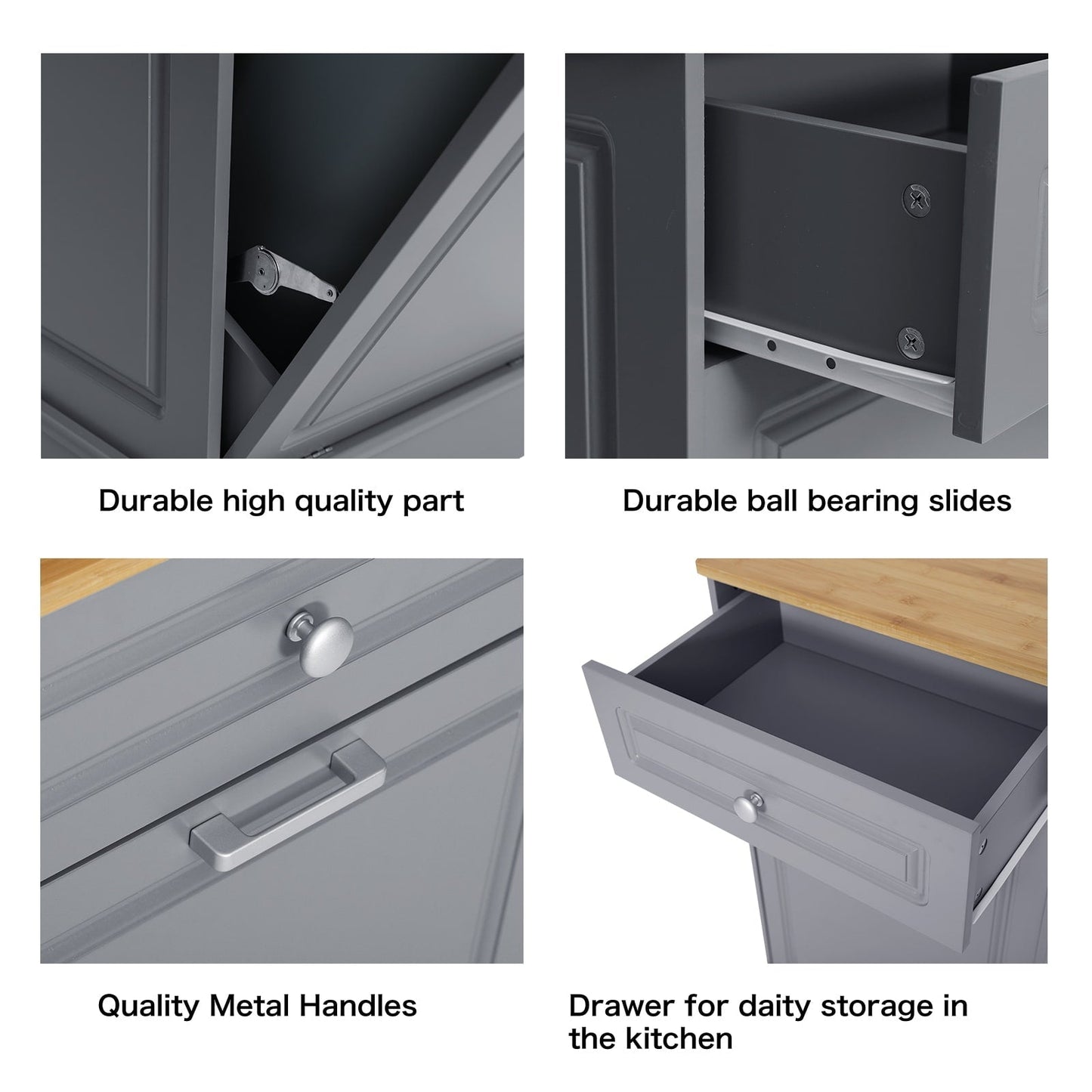 Kitchen Tilt Out Trash Cabinet Can Bin Storage Wooden Counter-top Waste Baskets with Drawer