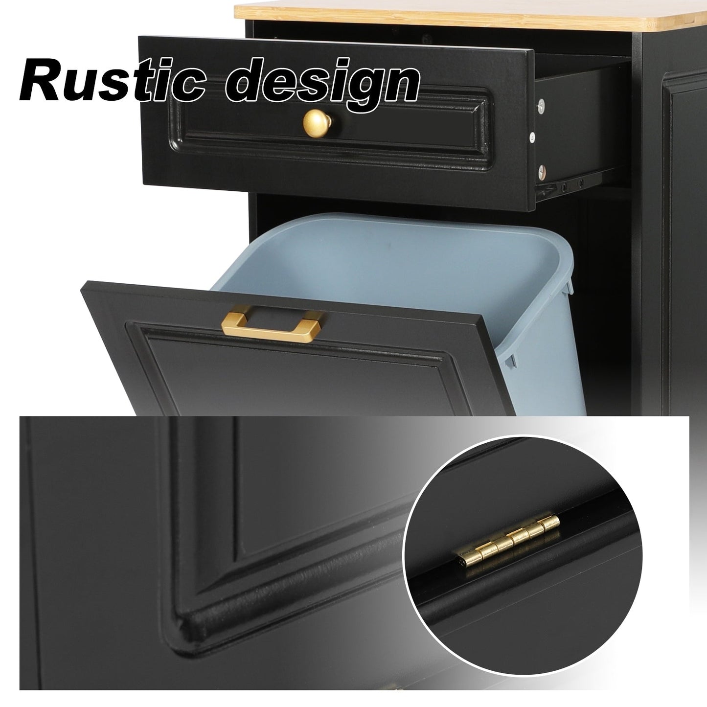 Kitchen Tilt Out Trash Cabinet Can Bin Storage Wooden Counter-top Waste Baskets with Drawer