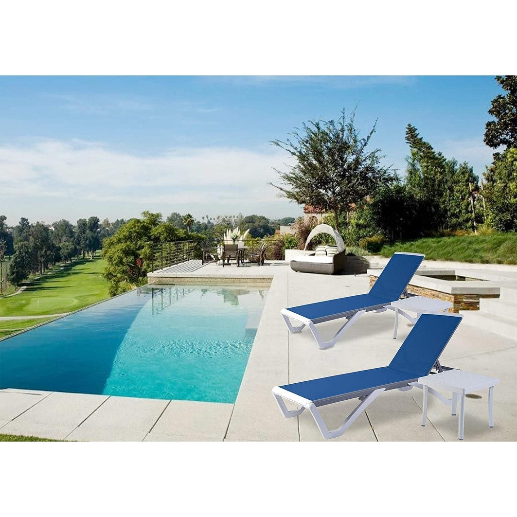 Kozyard Alan Full Flat Aluminum and Polypropylene Resin Legs Patio Reclining Adjustable Chaise Lounge