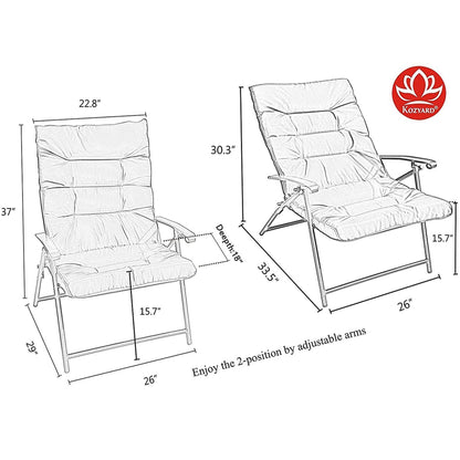 Kozyard Elsa 3 Pieces Outdoor Patio Furniture Padded Folding Bistro-Sets