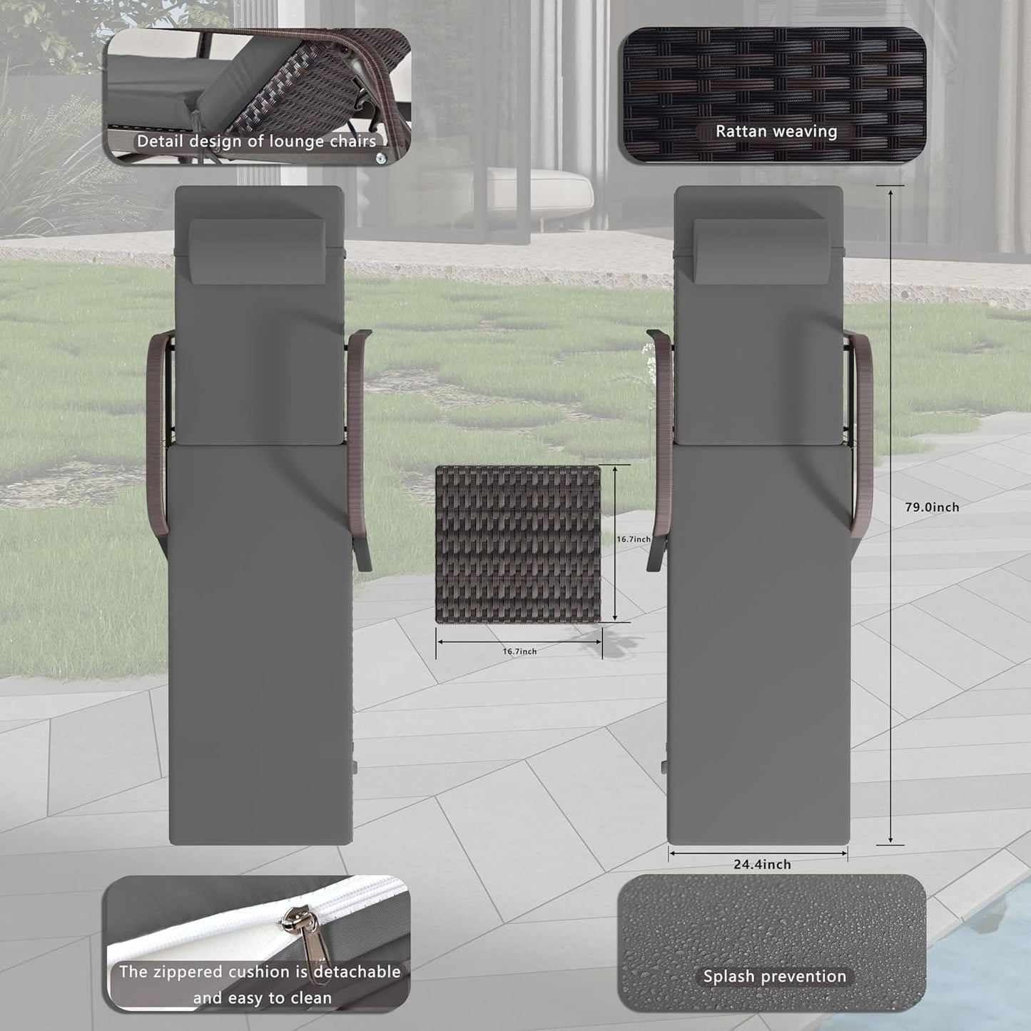 Kullavik 3-PiecesOutdoor Chaise Lounge Set