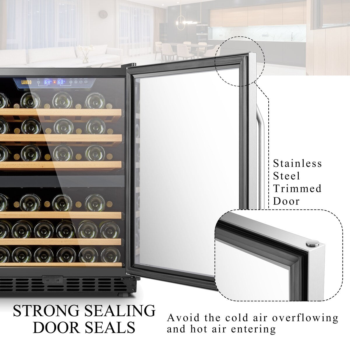 Lanbo 24 Inch Built-in Dual Zone Compressor Wine Cooler, 44 Bottle