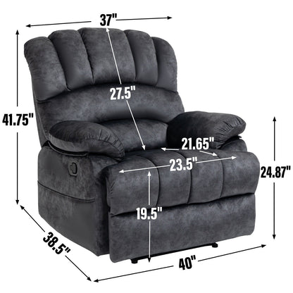 Large Manual Recliner Chair for Adult, Comfortable Fabric Single Recliner Sofa, Overstuffed Reclining Chair for Living Room
