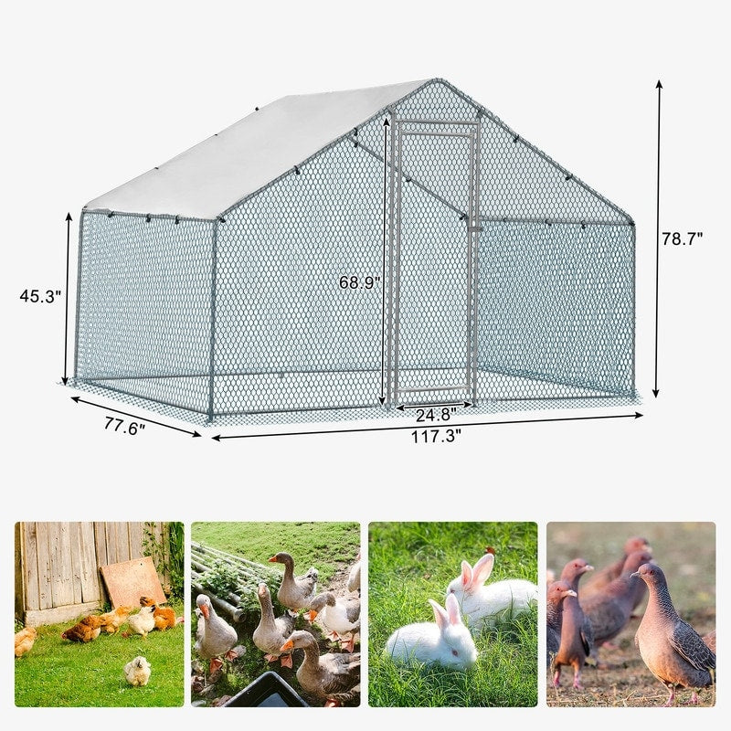 Large Metal Chicken Coop Walk-in Poultry Cage