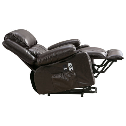 Large Power Lift Recliner Chair with Heat and 8-Point Massage - Remote Control, USB Port