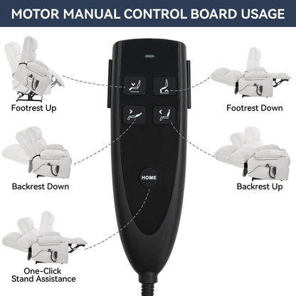 Lazy Boy Dual Motor Chenille Power Lift Recliner w/Massage and Lumbar Heating, Dual Cup Holders, Grey-Blue