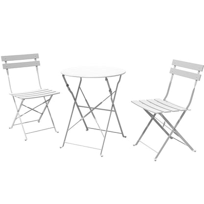 3pc Metal Folding Bistro Set, Weather-Resistant Outdoor/Indoor Conversation Set for Patio, Yard, Garden