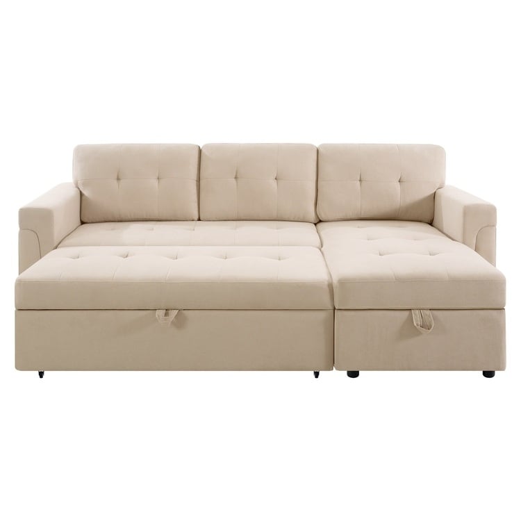 Reversible Sectional Sofa with Pull-Out Sleeper Bed, Hidden Storage Chaise, Durable Legs,