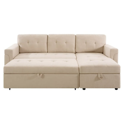 Reversible Sectional Sofa with Pull-Out Sleeper Bed, Hidden Storage Chaise, Durable Legs,