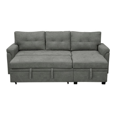 Reversible Sectional Sofa with Pull-Out Sleeper Bed, Hidden Storage Chaise, Durable Legs,