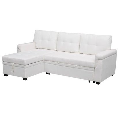 Reversible Sectional Sofa with Pull-Out Sleeper Bed, Hidden Storage Chaise, Durable Legs,