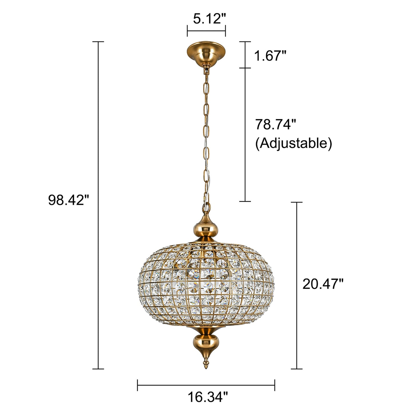 Retro French 4/5-Light Antique Brass Globe Crystal Chandelier Kitchen Island Pendant
