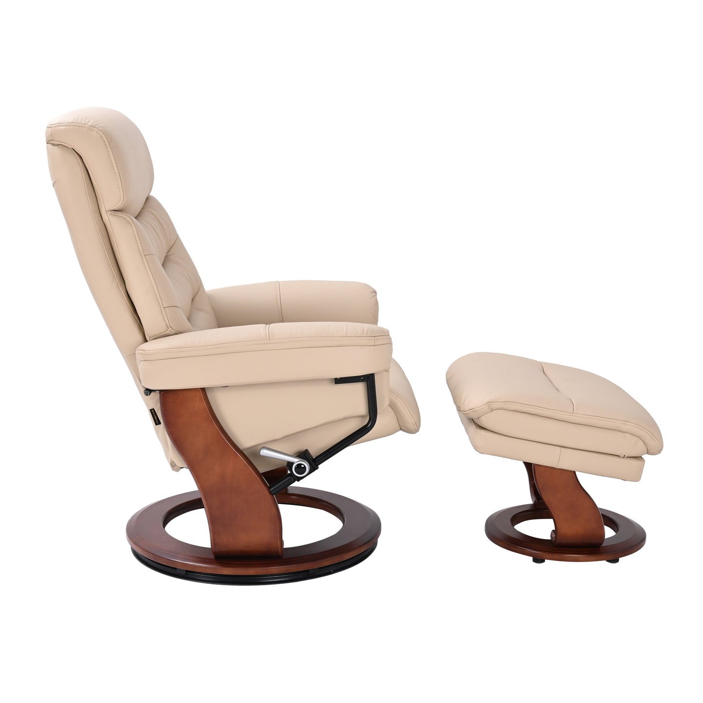 Leather Swivel Recliner with Matching Storage Ottoman