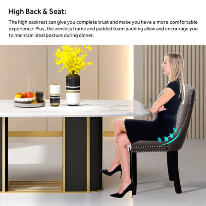 Upholstered Tufted Velvet Dining Chair with Solid Wood Legs Set of 6