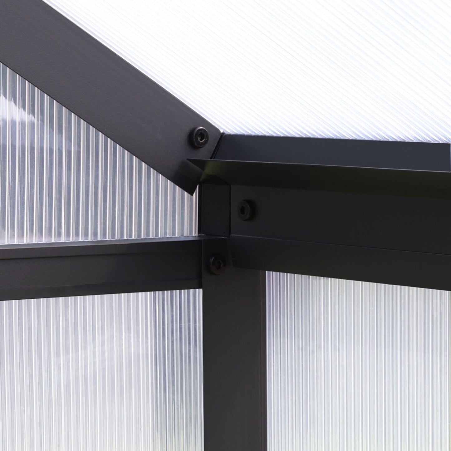 VEIKOUS Aluminum Walk-In Garden Greenhouse Kit with Adjustable Roof Vent and Lockable Door Grey