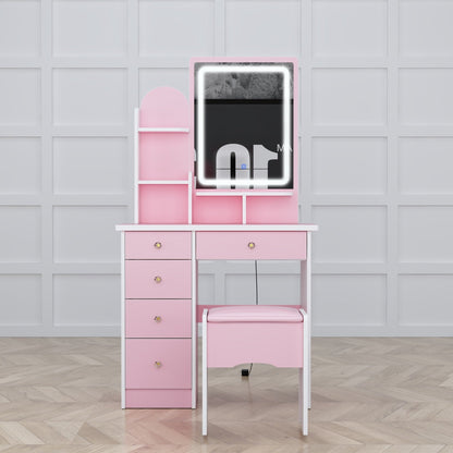 Vanity Set With Mirror and Lamp Home Makeup Dressing Table with Stool