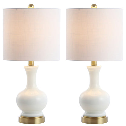 Vermont 22 Glass/Metal LED Table Lamp, White (Set of 2) by JONATHAN Y