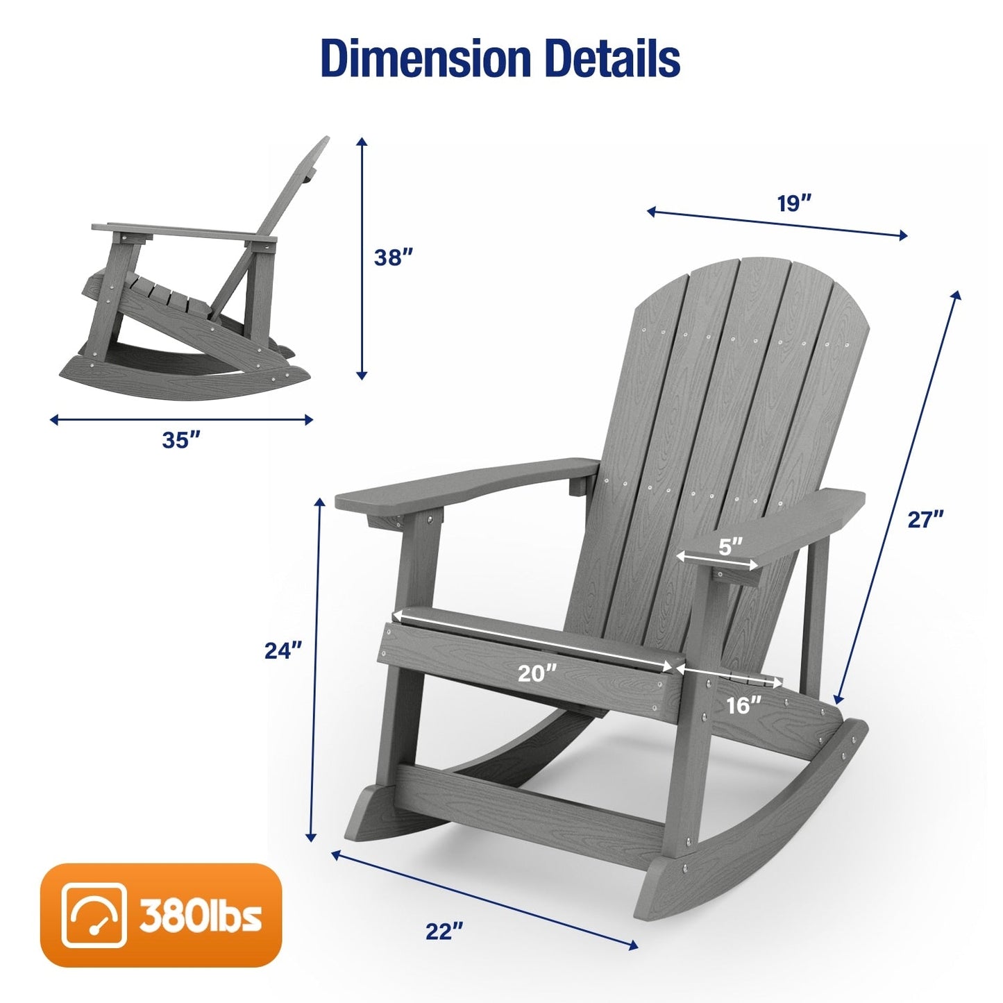 WINSOON All Weather Outdoor Rocking Chair, Set of 2