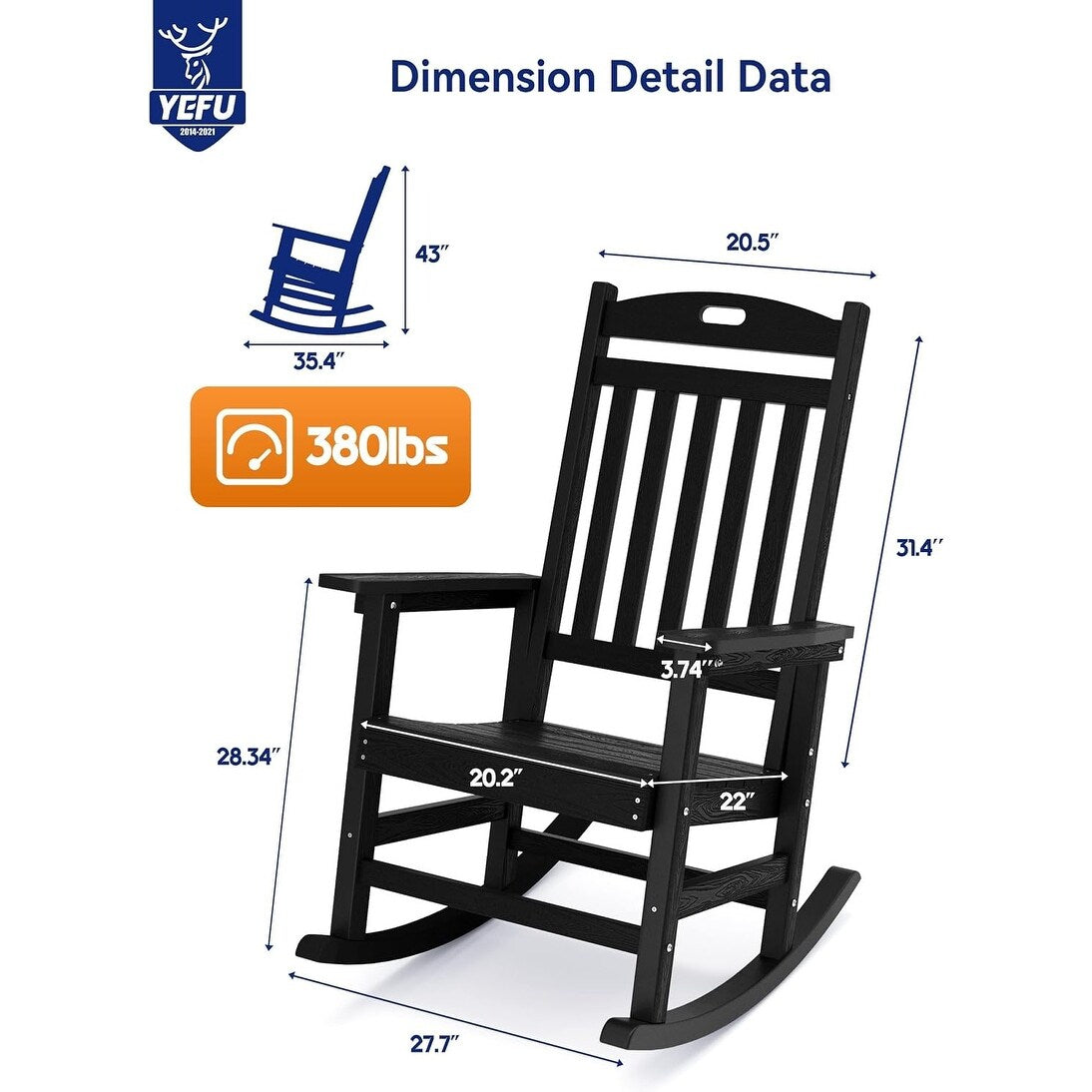 WINSOON All Weather Outdoor Rocking Chair, Set of 2