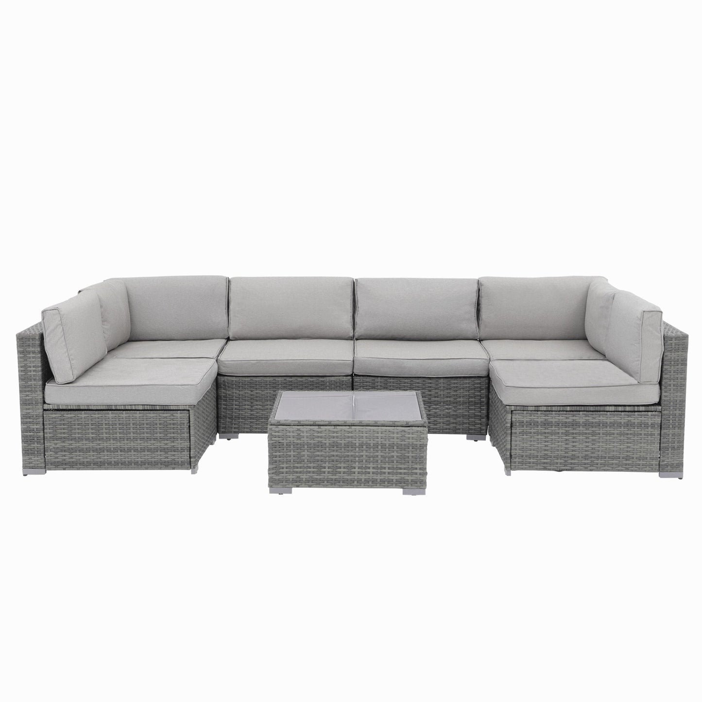 Wicker/ Steel 7-piece Outdoor Cushioned Sectional Sofa Set