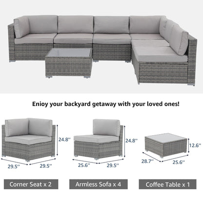 Wicker/ Steel 7-piece Outdoor Cushioned Sectional Sofa Set