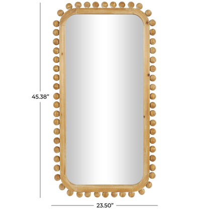 Wood Wall Mirror with Beaded Frame - Brown - Roche River Decor