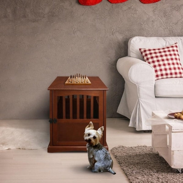 Wooden Pet Crate End Table with Lockable Door