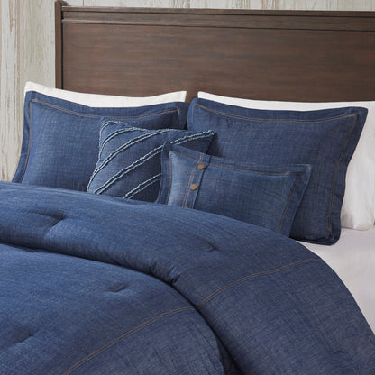 Woolrich Perry Blue Oversized and Overfilled Denim Comforter Set